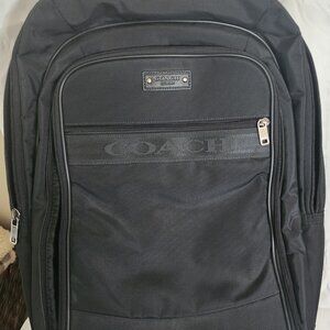 Coach Black Zip Compartment Travel Nylon /Leather Trim Backpack - Style F77194